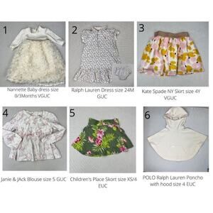 Toddler Girls Dresses Kate Spade, Tommy, POLO Bundle size various